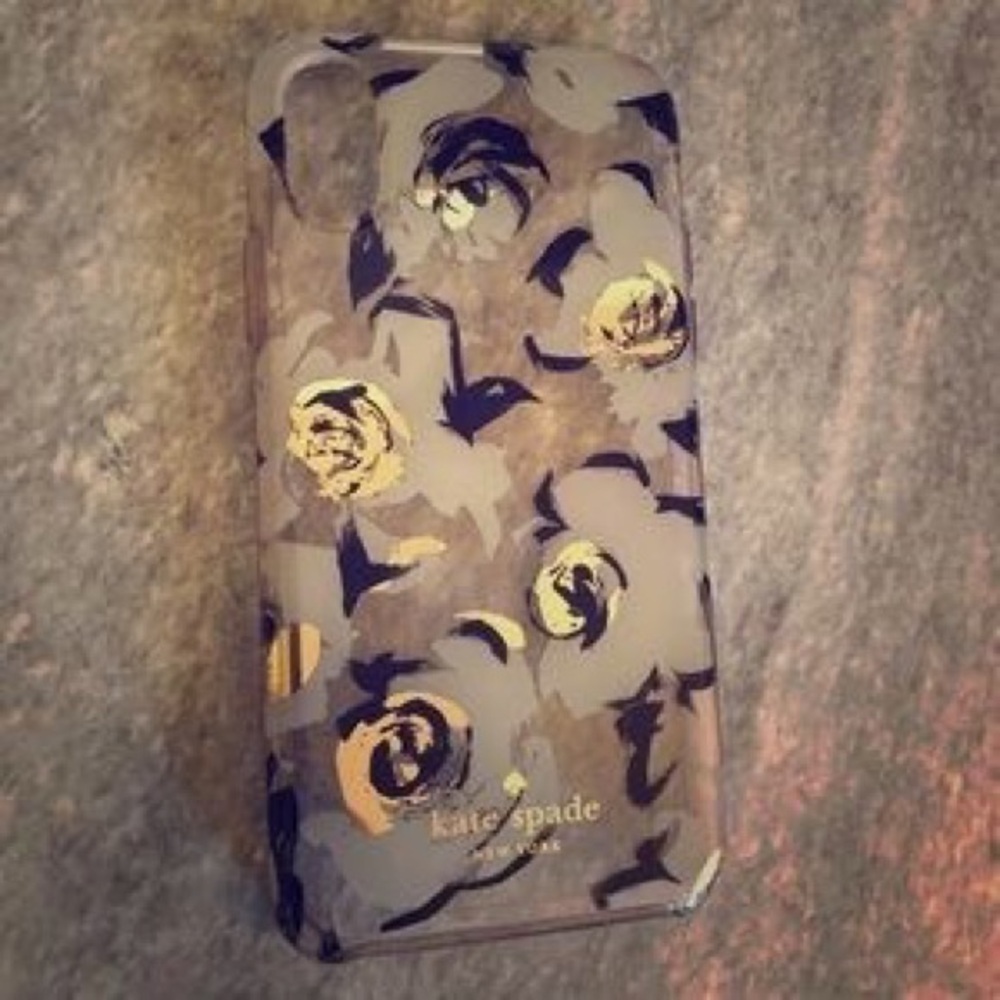 Kate Spade Gold and Black Floral Phone Case